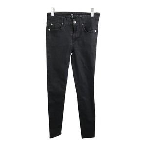 7 For All Mankind Womens Skinny Jeans Mid-Rise Black Dark Wash Cotton Stretch 26